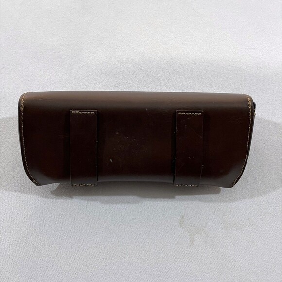 Ralph Lauren Brown Button Leather Eyeglasses Sunglasses Case Travel Belt Loop - Picture 4 of 10